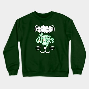 Happy St Catrick's Day | Cute Cat Face Crewneck Sweatshirt